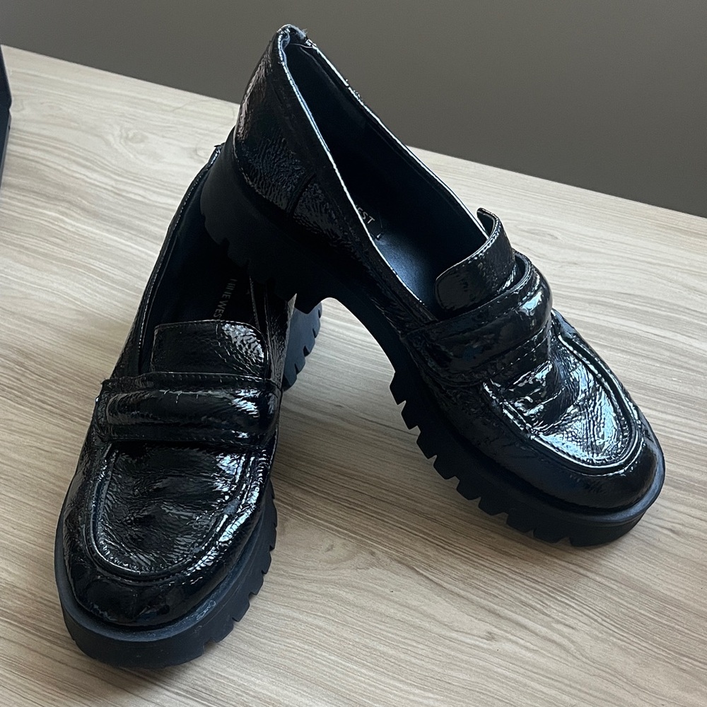 Black Patent Loafers - W7.5 Nine West
